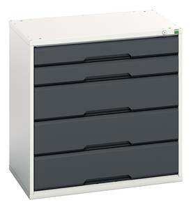 verso drawer cabinet with 5 drawers. WxDxH: 800x550x800mm. RAL 7035/5010 or selected Bott Verso Drawer Cabinets 800 x 550  Tool Storage for garages and workshops